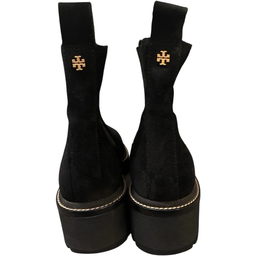 TORY BURCH Chelsea 50mm Lug Suede Bootie in Perfect Black Size 9